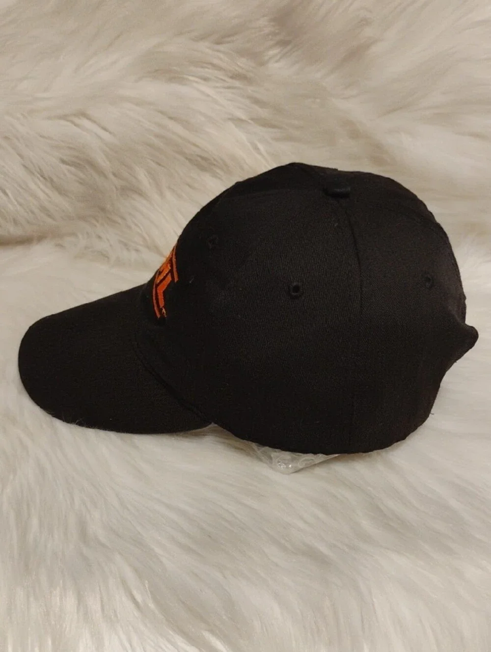 (C-75) Team STIHL Black Baseball Cap W Embroidered Orange Logo